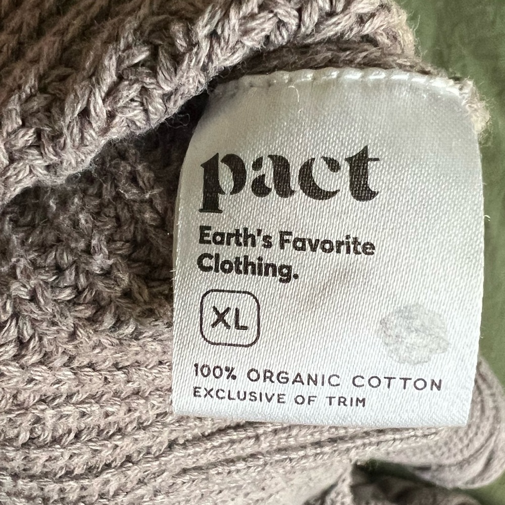 ‼️NWOT: Pact Organic Cable Knit Grey Sweater - XL - Picture 5 of 5
